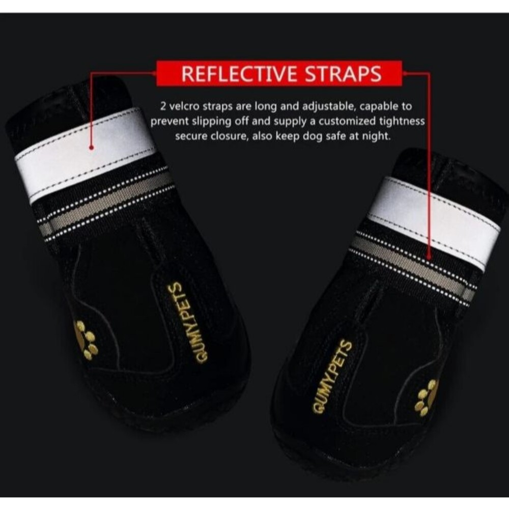 QUMY Dog Shoes for Dogs, Medium Dog Boots & Paw Protectors Size 4 - Black